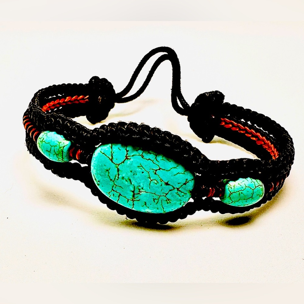 Turquoise and Hemp Bracelet
